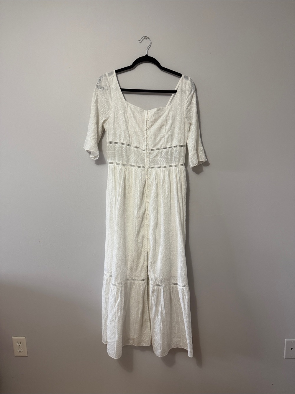 Rebellion Ivory Lace Midi Button-Down Dress